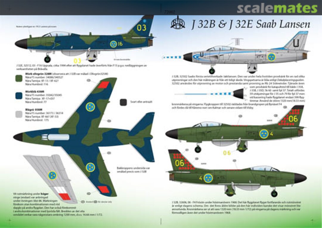 Boxart J 32B & J 32E Saab Lansen 72002 RB Decals