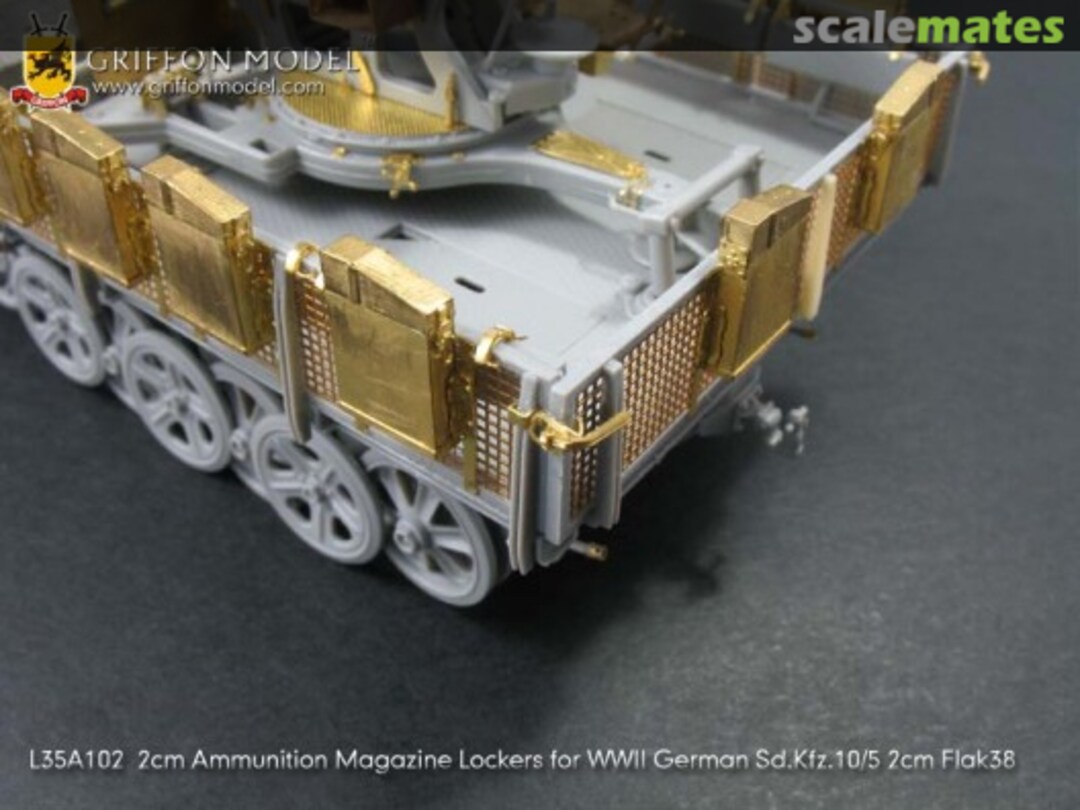 Boxart Sd.Kfz.10/5 2cm FlaK 38 / 2cm Ammunition Magazine Lockers L35A102 Griffon Model Boxart Sd.Kfz.10/5 2cm FlaK 38 / 2cm Ammunition Magazine Lockers L35A102 Griffon Model
