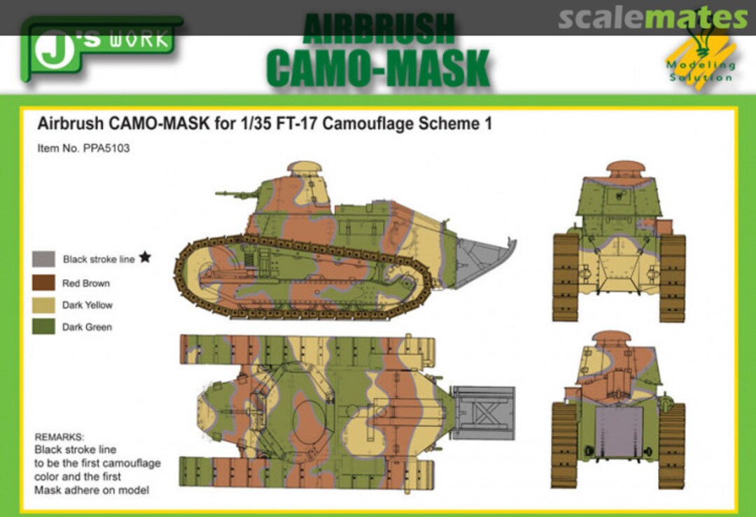 Boxart CAMO-MASK FT-17 Camouflage Scheme 1 PPA5103 J's Work