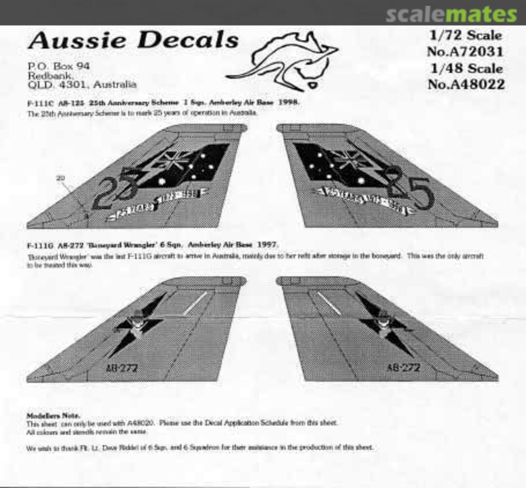 Boxart F-111C & G A48022 Aussie Decals Boxart F-111C & G A48022 Aussie Decals