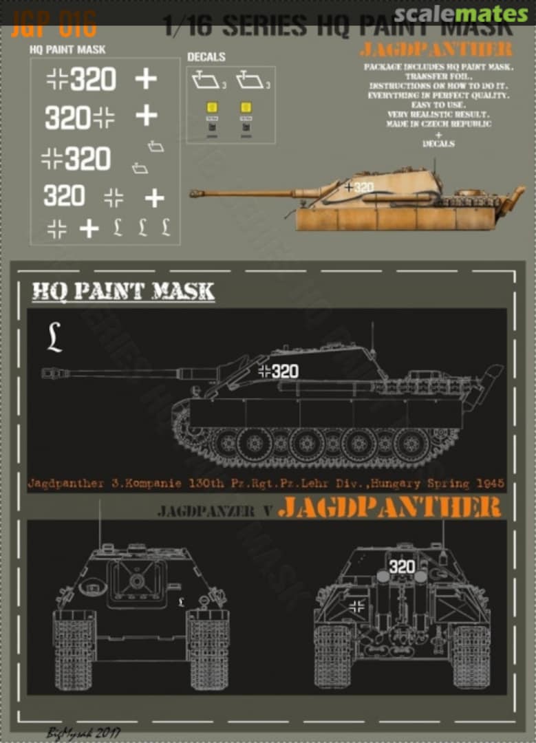 Boxart Jagdpanther 3.kompanie 130th Pz.Rgt. Pz.Lehr Div. Hungary Spring 1945 Paint Mask JGP 016 HQ-Masks Boxart Jagdpanther 3.kompanie 130th Pz.Rgt. Pz.Lehr Div. Hungary Spring 1945 Paint Mask JGP 016 HQ-Masks
