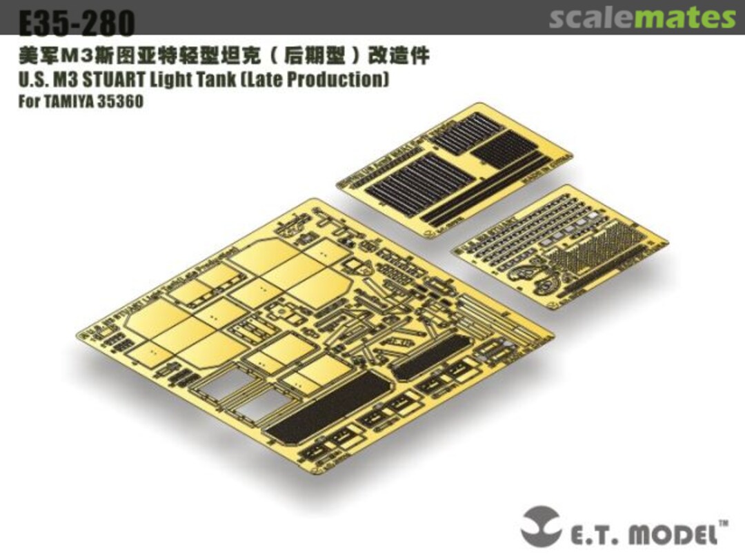 Boxart U.S. M3 STUART Light Tank (Late Production) E35-280 E.T. Model Boxart U.S. M3 STUART Light Tank (Late Production) E35-280 E.T. Model