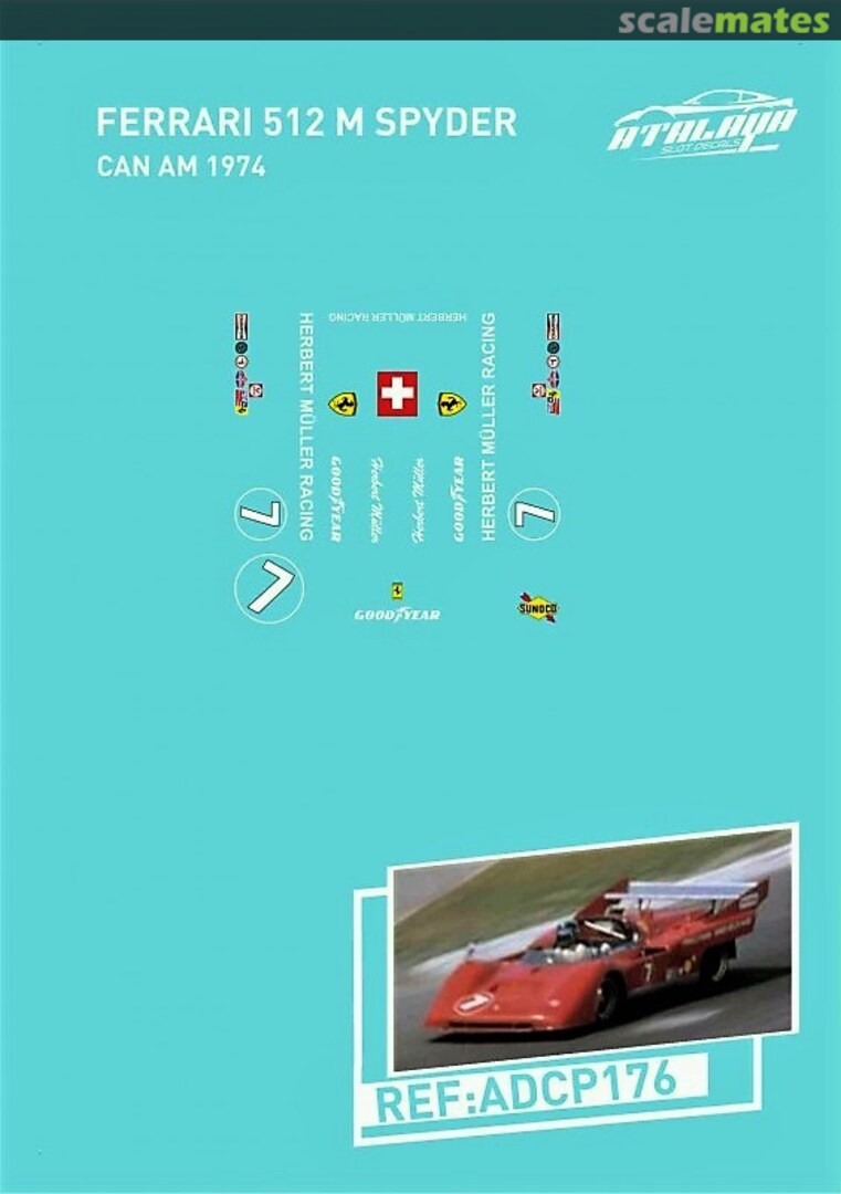Boxart Ferrari 512 M Spyder #1036 Can-Am Mosport´74 #7 Eppie Wietzes ADCP176 Atalaya Slot Decals Boxart Ferrari 512 M Spyder #1036 Can-Am Mosport´74 #7 Eppie Wietzes ADCP176 Atalaya Slot Decals