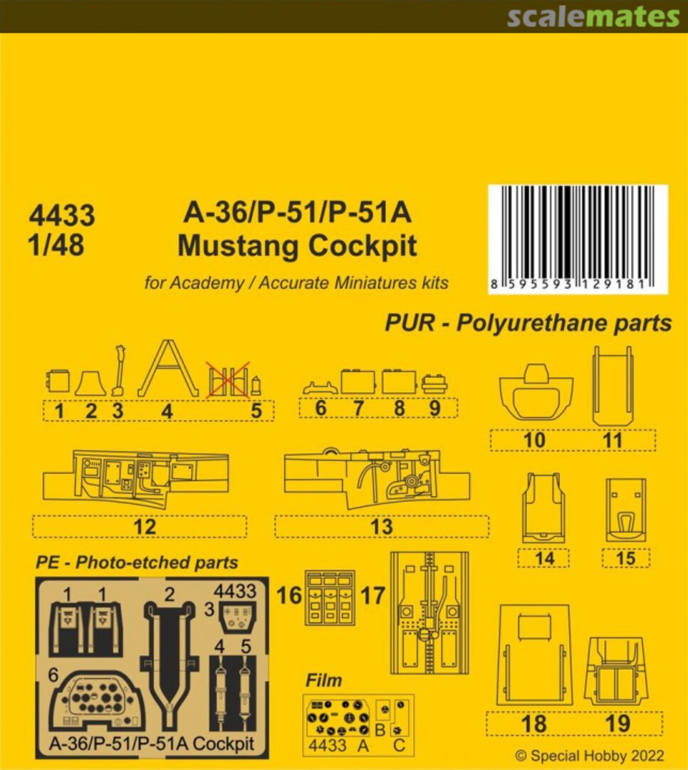 Boxart A-36/P-51/P-51A Mustang Cockpit 4433 CMK
