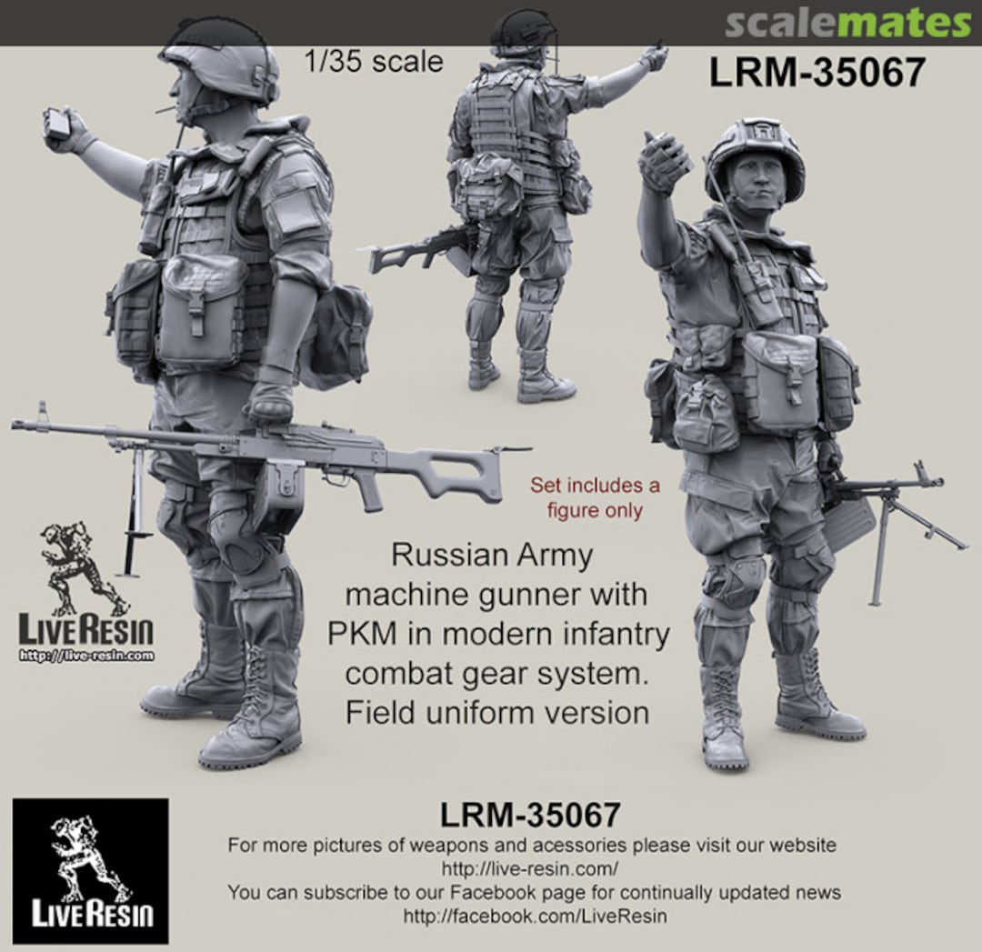 Boxart Russian Army machine gunner with PKM in modern infantry combat gear system set 20 LRM-35067 Live Resin Boxart Russian Army machine gunner with PKM in modern infantry combat gear system set 20 LRM-35067 Live Resin