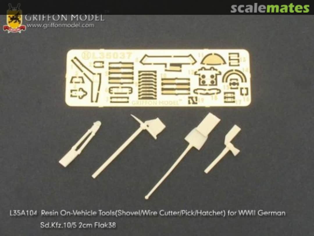 Boxart Resin On-vehicle Tools for WWII German Sd.Kfz. 10/5 2cm FlaK L35A104 Griffon Model Boxart Resin On-vehicle Tools for WWII German Sd.Kfz. 10/5 2cm FlaK L35A104 Griffon Model