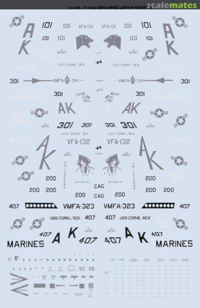 Boxart F/A-18As USN/USMC Libyan Raiders 72-540 Microscale