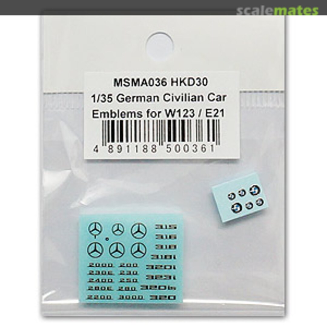 Boxart German Civilian Car Emblems for W123 & E21 MSM A036 MSM Creation Boxart German Civilian Car Emblems for W123 & E21 MSM A036 MSM Creation