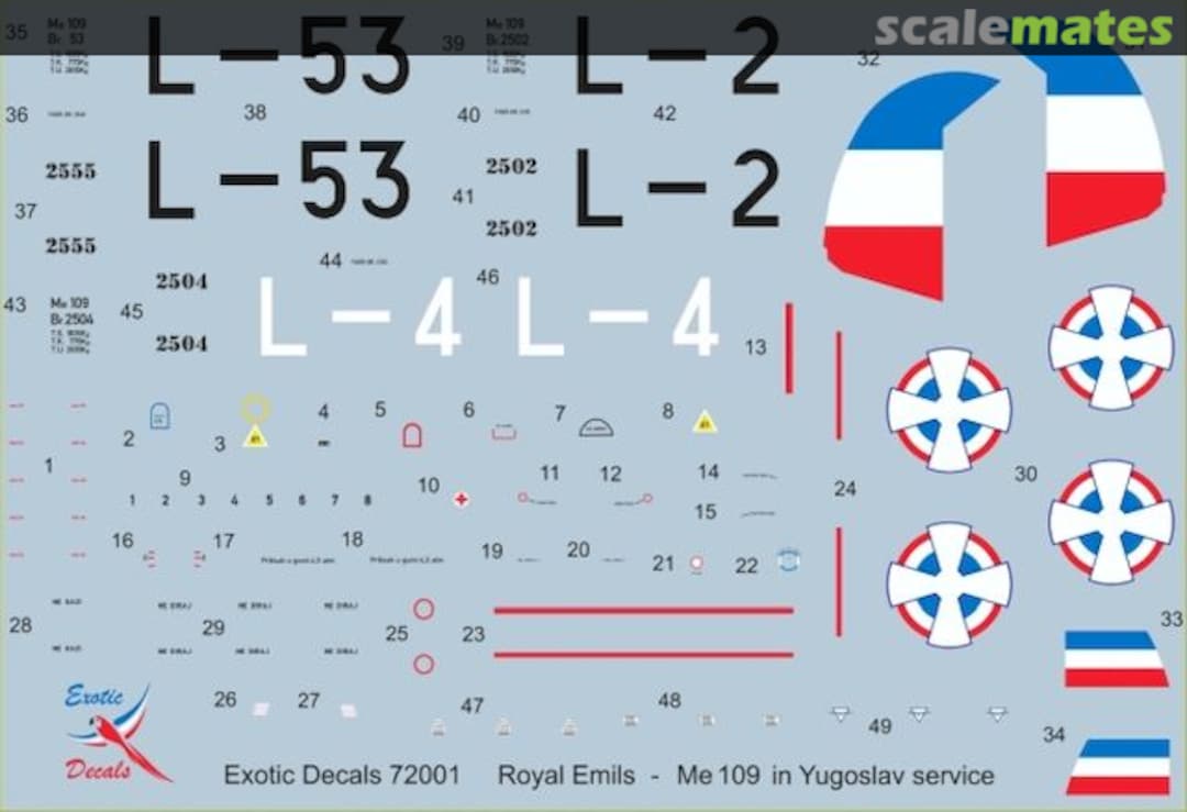 Boxart Me 109 in Yugoslav service ED72001 Exotic Decals Boxart Me 109 in Yugoslav service ED72001 Exotic Decals
