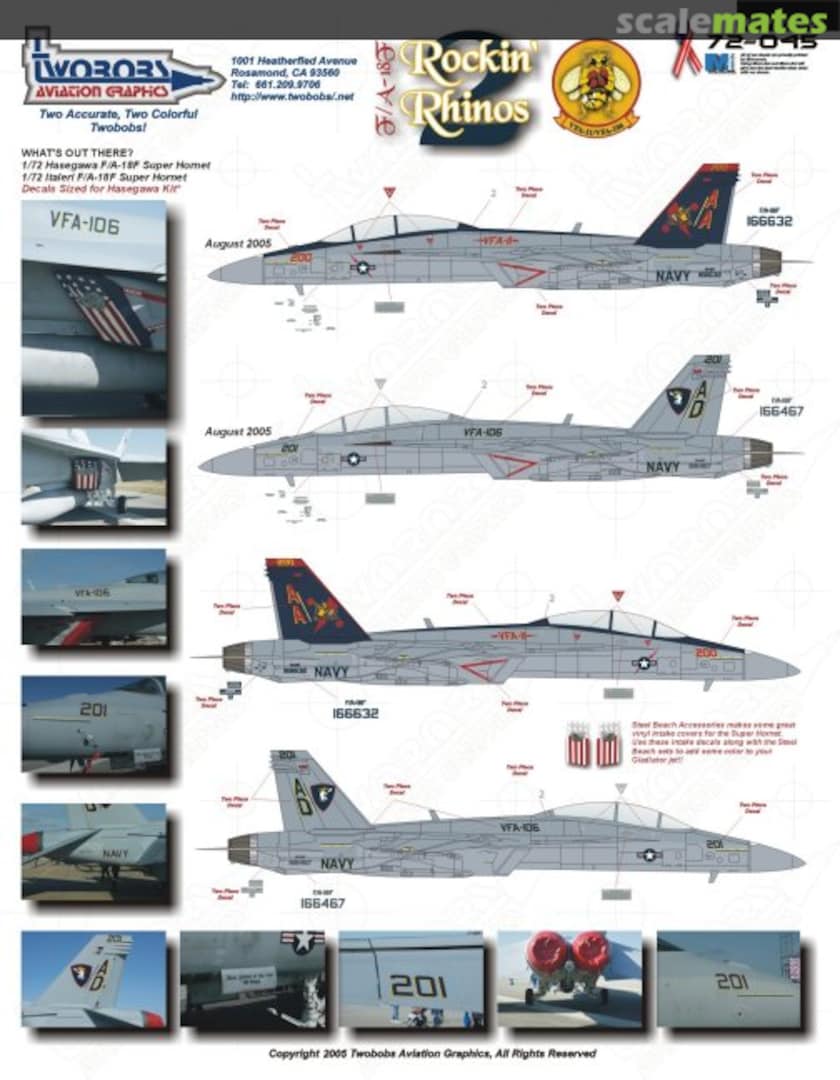 Boxart Rockin' Rhinos #2 - VFA-11 `Red Rippers` & VFA-106 `Gladiators` 72-045 TwoBobs Aviation Graphics Boxart Rockin' Rhinos #2 - VFA-11 `Red Rippers` & VFA-106 `Gladiators` 72-045 TwoBobs Aviation Graphics