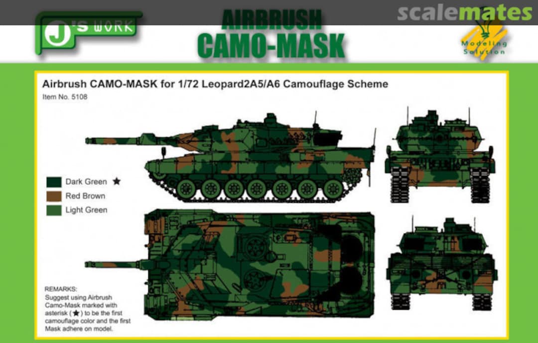 Boxart CAMO-MASK Leopard2A5/A6 Camo Scheme PPA5108 J's Work Boxart CAMO-MASK Leopard2A5/A6 Camo Scheme PPA5108 J's Work