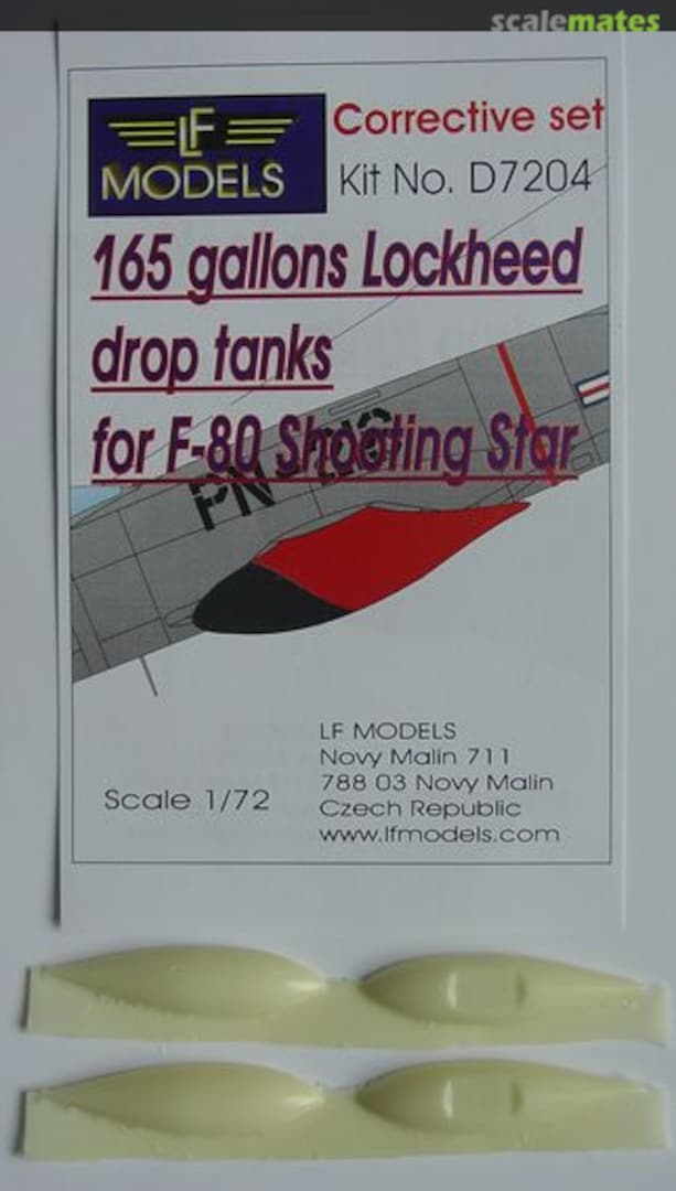 Boxart 165 Gallons Lockheed Drop Tanks for F-80 Shooting Star D7204 LF Models Boxart 165 Gallons Lockheed Drop Tanks for F-80 Shooting Star D7204 LF Models