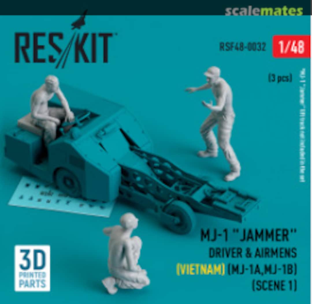Boxart MJ-1 Jammer Driver & airmens (Vietnam) (MJ-1A,MJ-1B) (scene 1) (3 pcs) (3D Printed) RSF48-0032 ResKit Boxart MJ-1 Jammer Driver & airmens (Vietnam) (MJ-1A,MJ-1B) (scene 1) (3 pcs) (3D Printed) RSF48-0032 ResKit