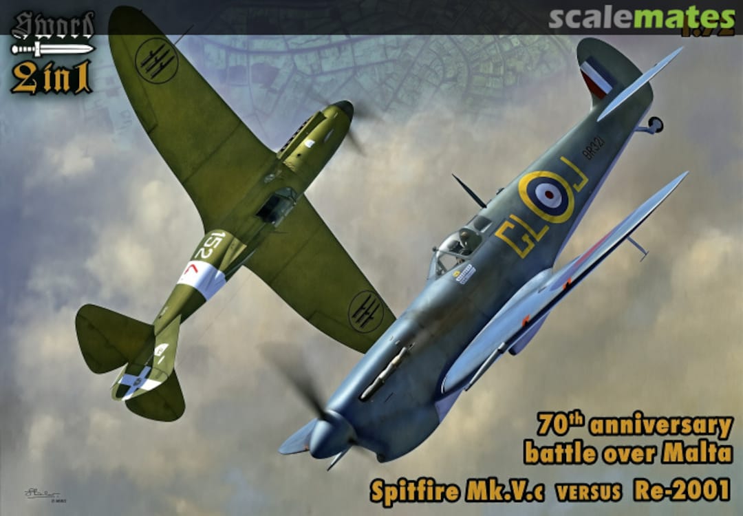 Boxart Spitfire Mk.Vc versus Re-2001 SW72070 Sword Boxart Spitfire Mk.Vc versus Re-2001 SW72070 Sword