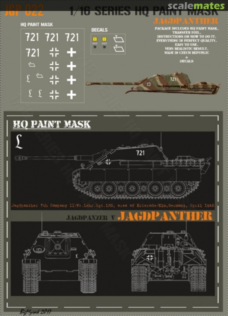 Boxart Jagdpanther 7th kompanie II/Pz.Lehr 130 area of Erkerode/Elm Germany April 1945 Paint Mask JGP 022 HQ-Masks
