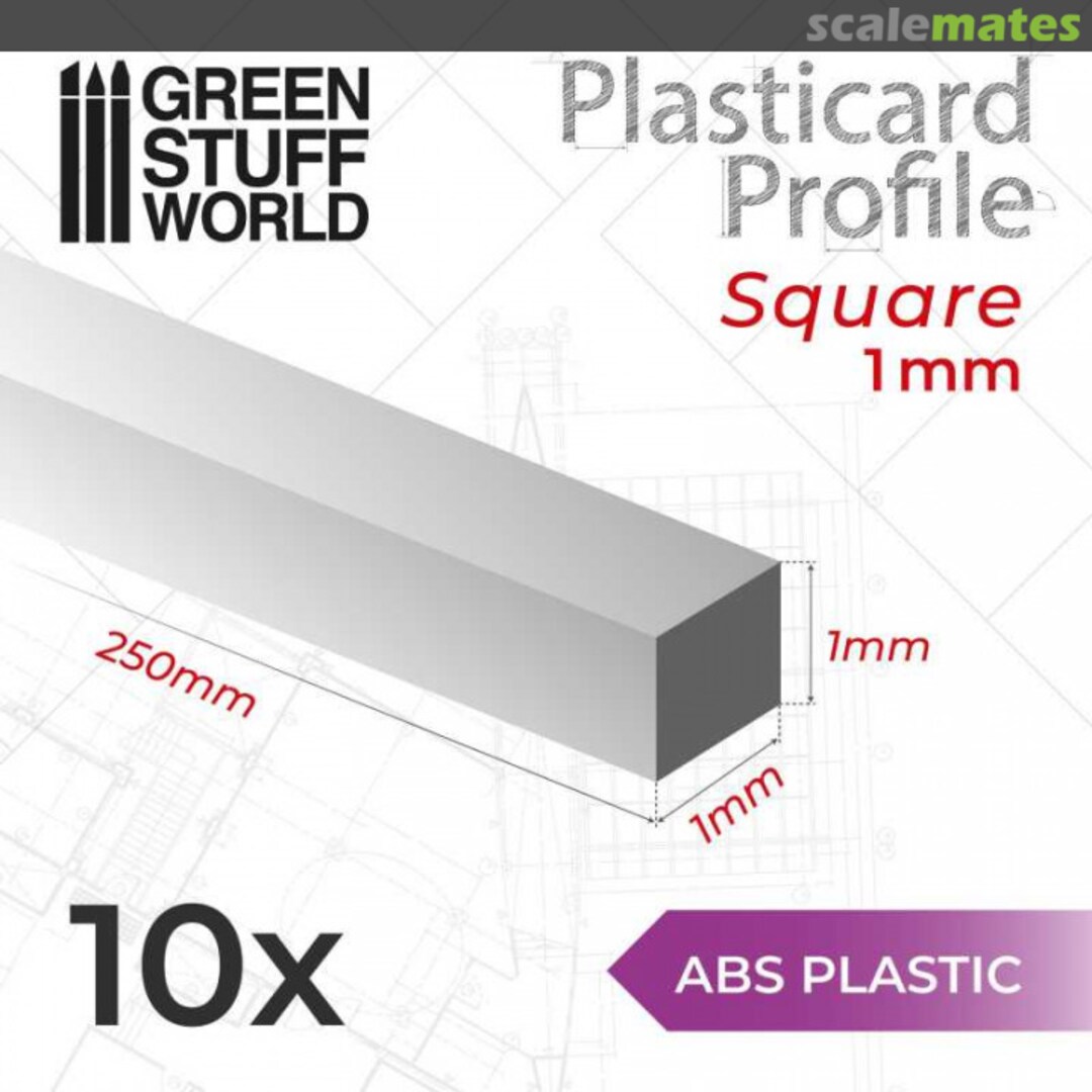 Boxart ABS Plasticard - Profile SQUARED ROD 1mm 8436554366910ES Green Stuff World Boxart ABS Plasticard - Profile SQUARED ROD 1mm 8436554366910ES Green Stuff World