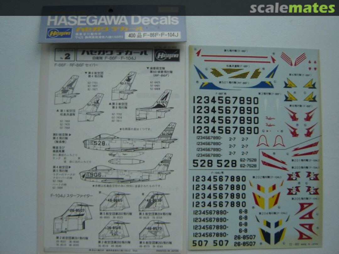 Boxart Hasegawa Decals: JASDF: Fuji F-86F & Kawasaki F-104 72-002 Hasegawa Boxart Hasegawa Decals: JASDF: Fuji F-86F & Kawasaki F-104 72-002 Hasegawa