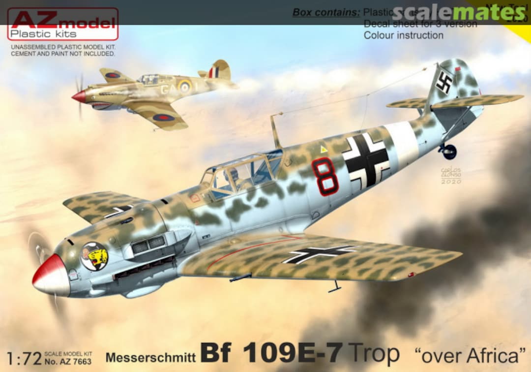 Boxart Messerschmitt Bf 109E-7 Trop AZ7663 AZmodel Boxart Messerschmitt Bf 109E-7 Trop AZ7663 AZmodel