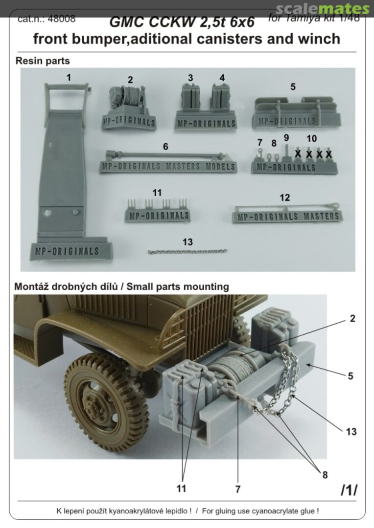 Boxart GMC CCKW 2,5t 6x6 (front bumper, aditional canisters and winch) 48008 MP Originals Masters Models