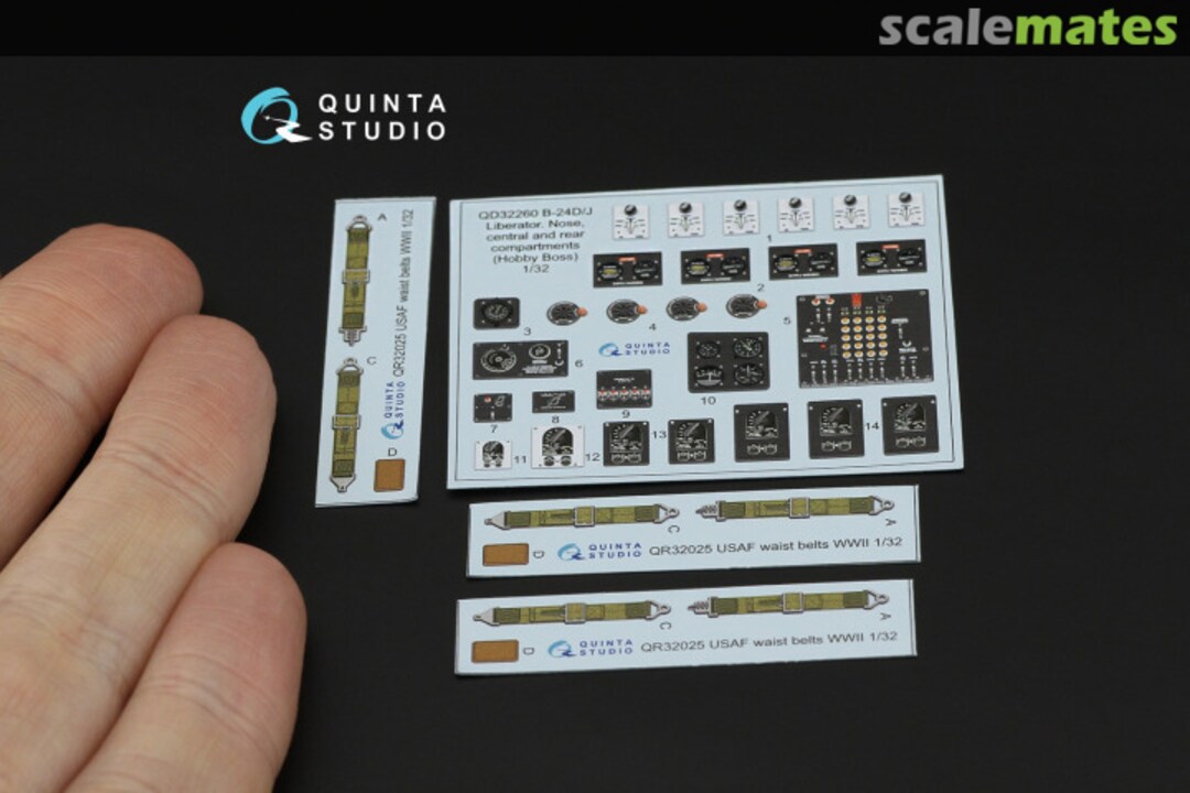 Contents B-24D/J Liberator: Nose, Center and Rear Compartments interior 3D decals QD32260 Quinta Studio