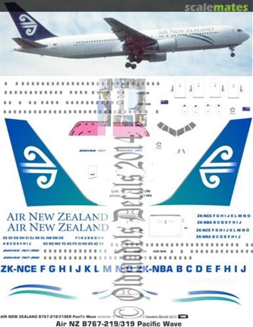 Boxart Air NZ B767s Pacific Wave scheme OMD0902 Oldmodels Decals Boxart Air NZ B767s Pacific Wave scheme OMD0902 Oldmodels Decals