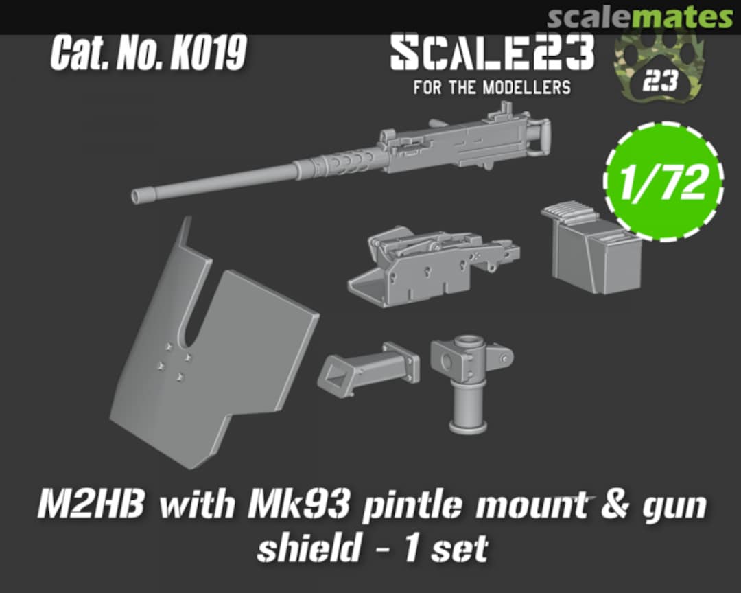 Boxart M2HB with Mk93 pintle mount & gun shield - 1 set 72-K019 Scale23 Boxart M2HB with Mk93 pintle mount & gun shield - 1 set 72-K019 Scale23