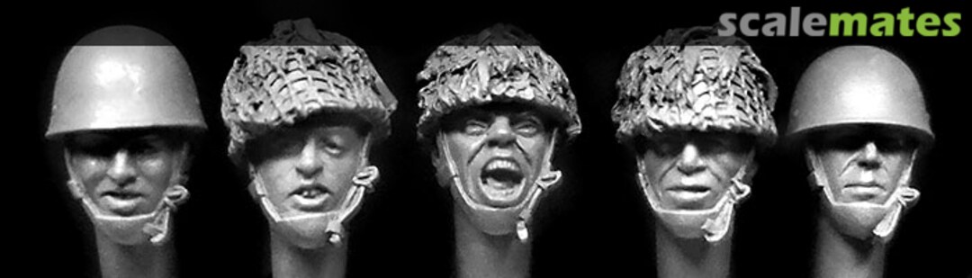 Boxart 5 heads in British Paratrooper Helmets, WWII HBH16 Hornet & Wolf Boxart 5 heads in British Paratrooper Helmets, WWII HBH16 Hornet & Wolf
