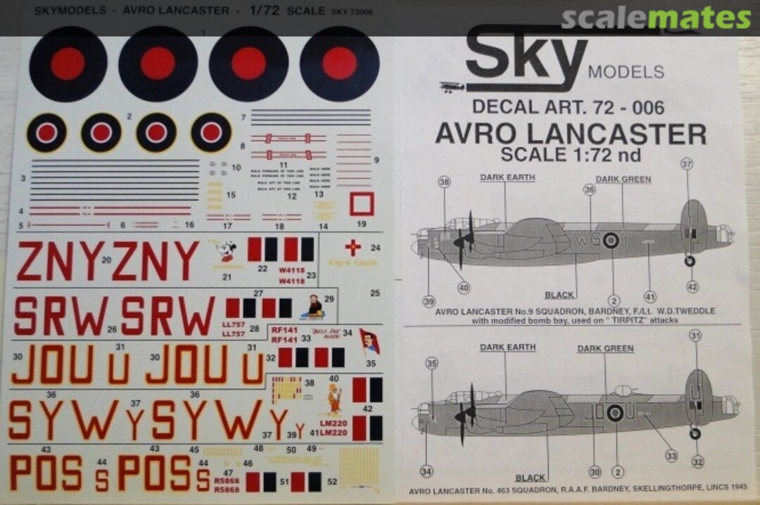 Contents Avro Lancaster 72-006 Sky Models Contents Avro Lancaster 72-006 Sky Models