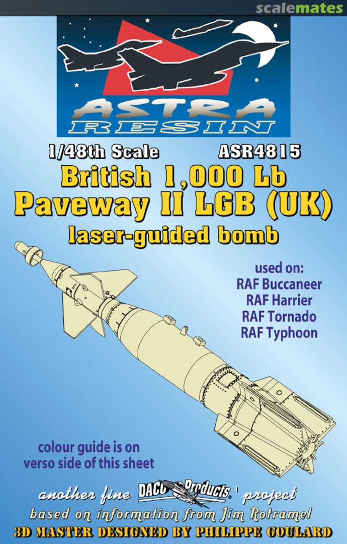 Boxart RAF 1.000 lb Paveway II lasergelenkte Bombe ASR4815 Astra Resin Boxart RAF 1.000 lb Paveway II lasergelenkte Bombe ASR4815 Astra Resin