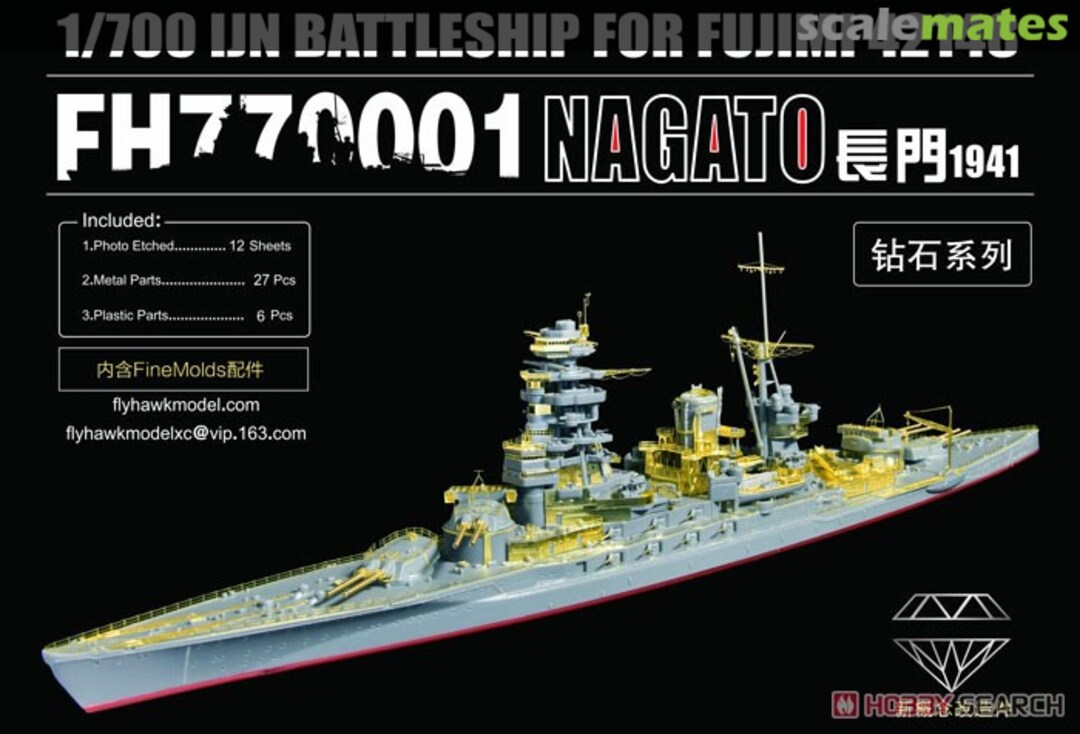 Boxart IJN Battleship Nagato PE Sheet FH770001 FlyHawk Model Boxart IJN Battleship Nagato PE Sheet FH770001 FlyHawk Model
