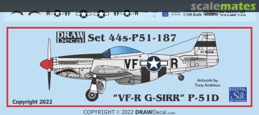 Boxart “N51RR / G-SIRR” P-51D 44-P51-187 Draw Decal Boxart “N51RR / G-SIRR” P-51D 44-P51-187 Draw Decal