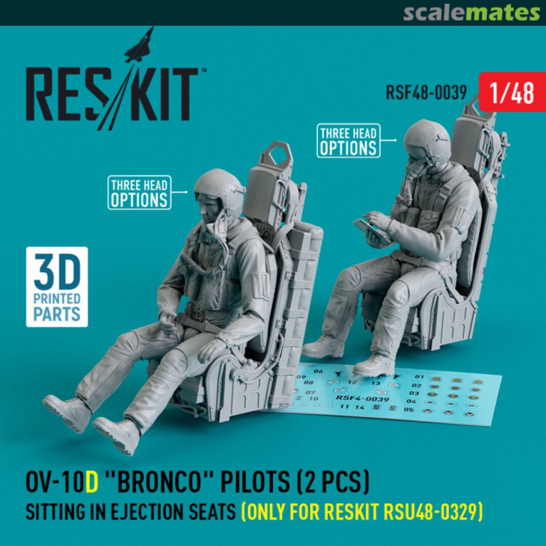 Boxart OV-10D Bronco pilots sitting in ejection seats (only for RESKIT RSU48-0329) (2 pcs) (3D Printed) RSF48-0039 ResKit Boxart OV-10D Bronco pilots sitting in ejection seats (only for RESKIT RSU48-0329) (2 pcs) (3D Printed) RSF48-0039 ResKit