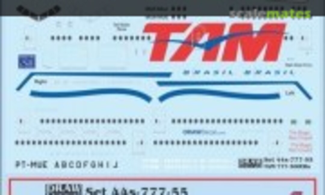 1:144 TAM Brasil 777-300ERs (Draw Decal 44-777-55) 44-777-55