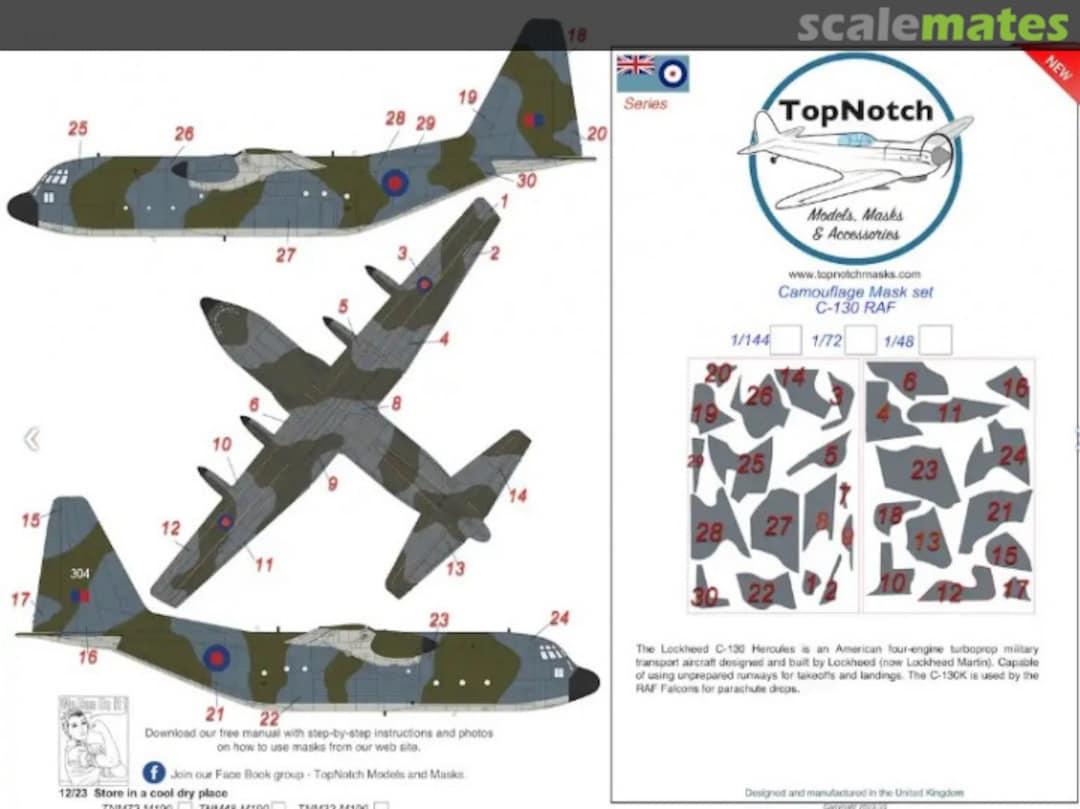 Boxart Lockheed C-130 Hercules RAF Camouflage Pattern Paint Mask TNM144-M190 TopNotch Boxart Lockheed C-130 Hercules RAF Camouflage Pattern Paint Mask TNM144-M190 TopNotch