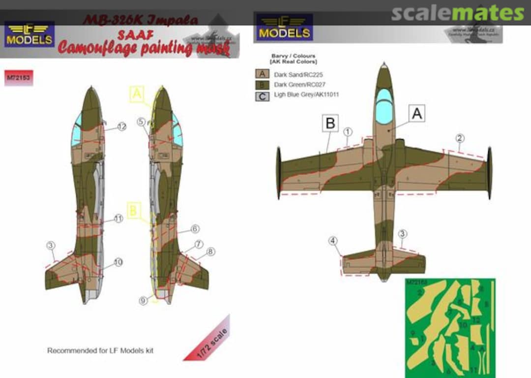 Boxart MB 326K Impala SAAF Camouflage Painting Mask M72153 LF Models Boxart MB 326K Impala SAAF Camouflage Painting Mask M72153 LF Models