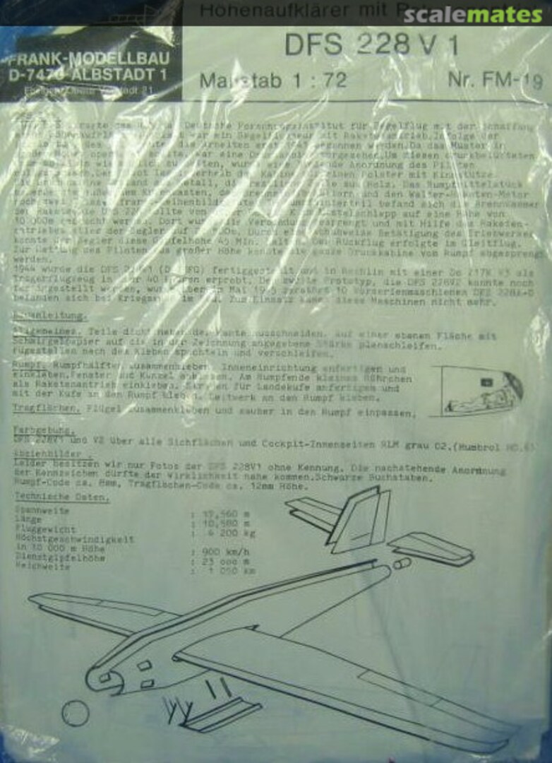 Boxart DFS 228 V1 FM-19 Frank-Modellbau