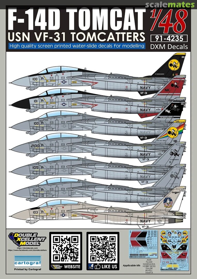 Boxart F-14D Tomcat 91-4235 Double Xcellent Model