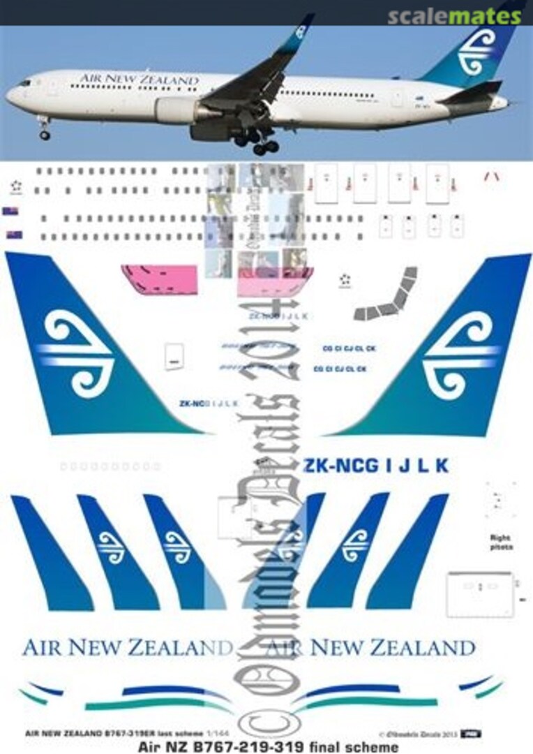 Boxart Air NZ B767s final scheme OMD0900 Oldmodels Decals