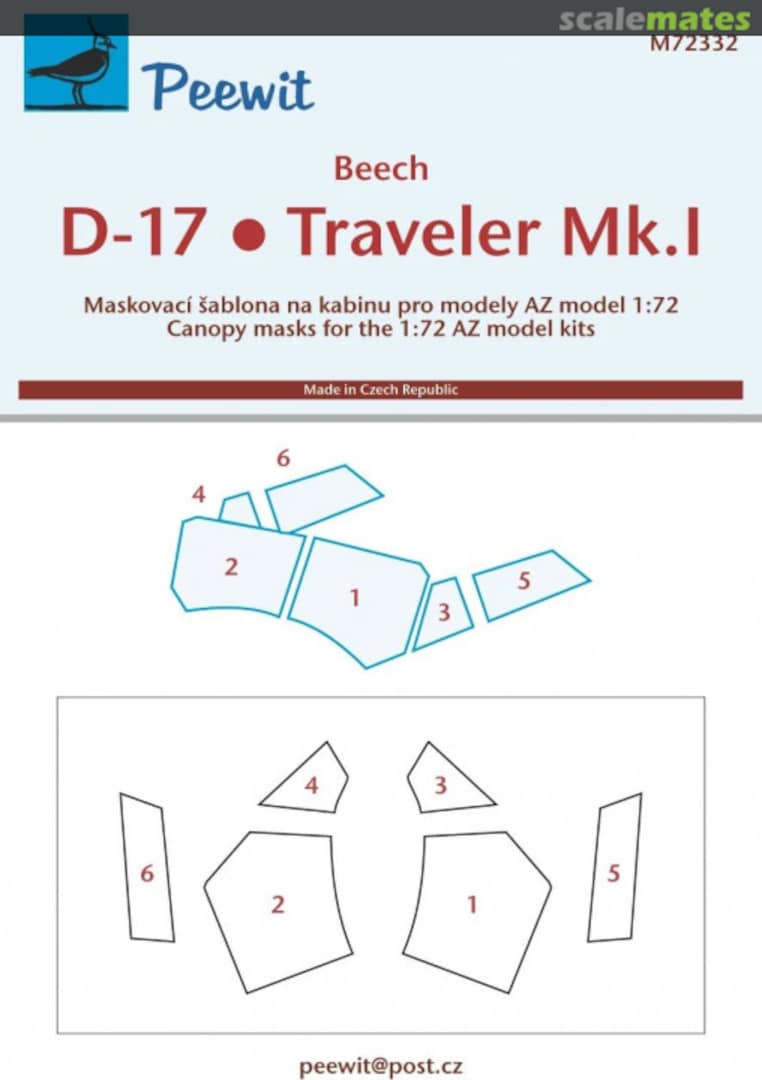 Boxart Beech D-17 / Traveler Mk.I masks M72332 Peewit