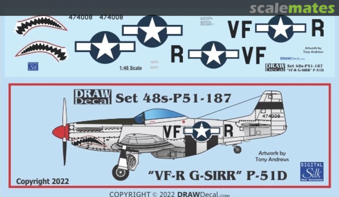 Boxart “N51RR / G-SIRR” P-51D 48-P51-187 Draw Decal