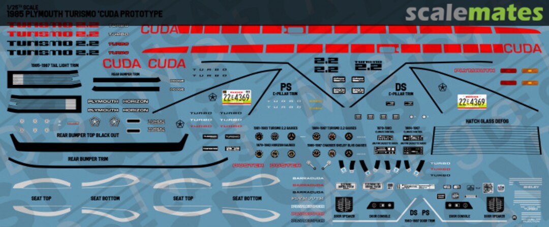 Boxart 1985 Plymouth Turismo ‘Cuda Prototype RKD802 Rays Kits Decals Boxart 1985 Plymouth Turismo ‘Cuda Prototype RKD802 Rays Kits Decals