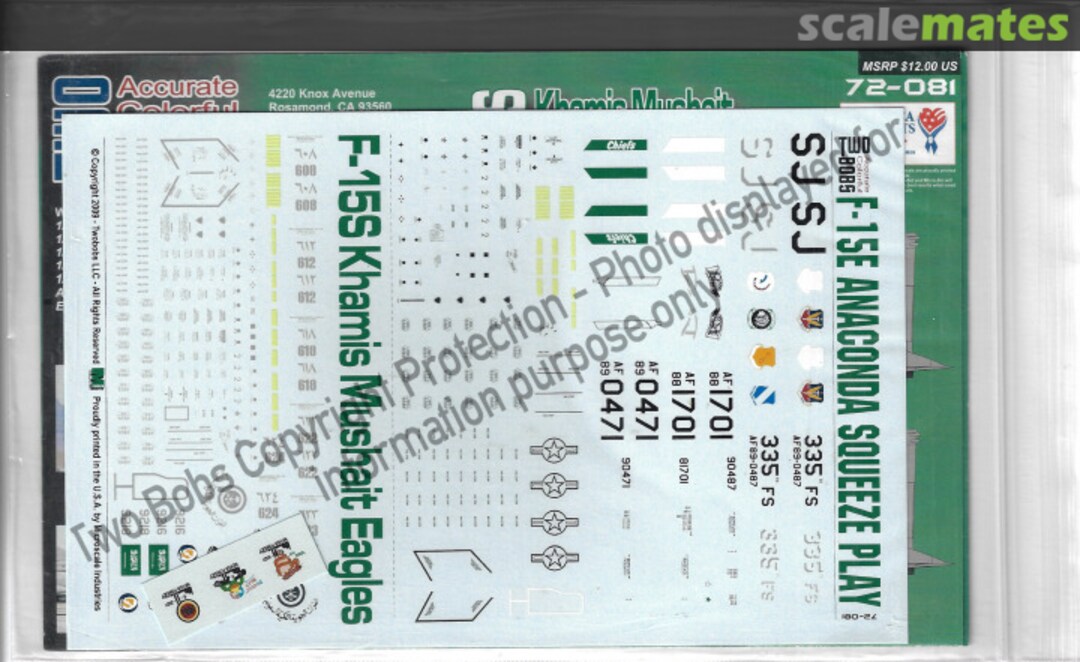 Boxart F-15S Khamis Mushait Eagles / F-15E Anaconda Squeeze Play 72-081 TWO BOBS Accurate Colorful Boxart F-15S Khamis Mushait Eagles / F-15E Anaconda Squeeze Play 72-081 TWO BOBS Accurate Colorful