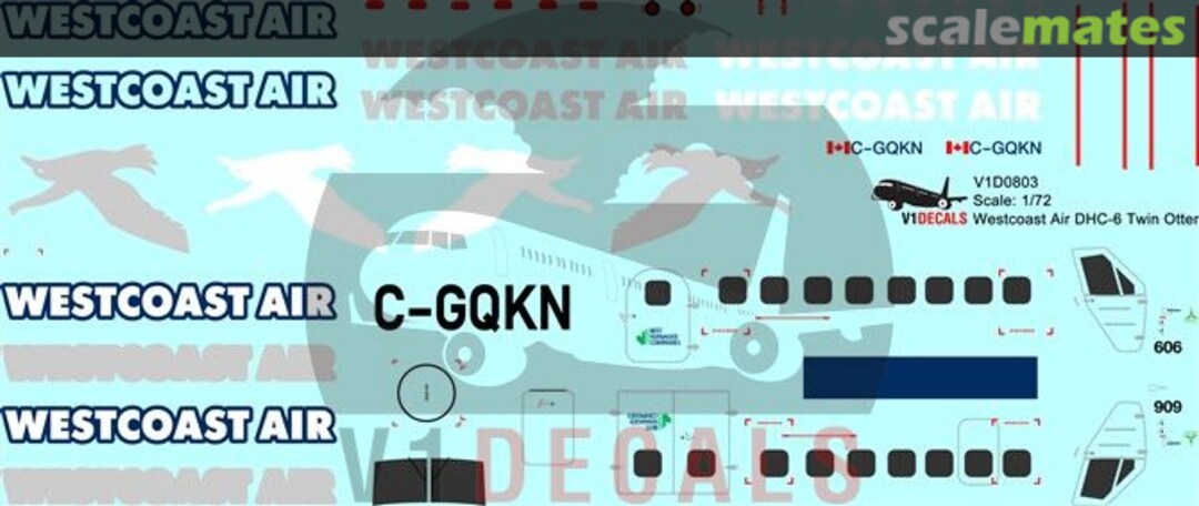 Boxart Westcoast Air DeHavilland DHC-6 Twin Otter V1D0803-72 V1 Decals Boxart Westcoast Air DeHavilland DHC-6 Twin Otter V1D0803-72 V1 Decals