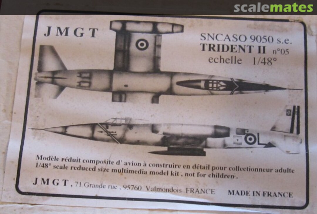 Boxart SNCASO 9050 s.e. Trident II no. 05 48AR13 JMGT Boxart SNCASO 9050 s.e. Trident II no. 05 48AR13 JMGT