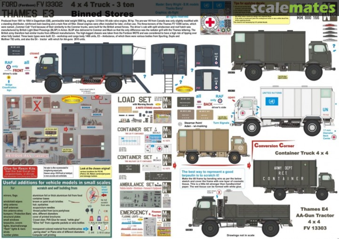 Boxart FV 13301, Ford E2 THAMES 3 ton 4 x 4 - Binned Stores MM 000 166 Mil Mod
