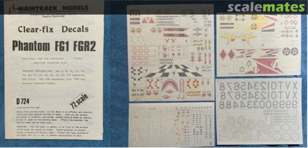 Boxart Clear-fix Decals: McDonnell Douglas Phantom II FG.1 / FGR.2 D724 Maintrack Models Boxart Clear-fix Decals: McDonnell Douglas Phantom II FG.1 / FGR.2 D724 Maintrack Models