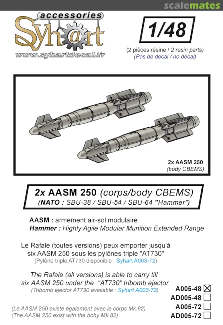 Boxart AASM 250 (body CBEMS) (1x pair - resin) A005-48 Syhart