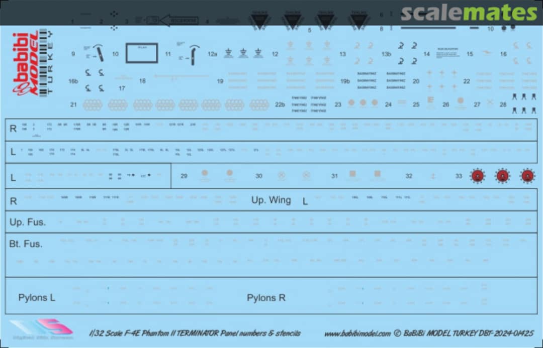 Contents F-4E Terminator Stencil And Panel Numbers Decal Set Dbt-01425 Babibi model
