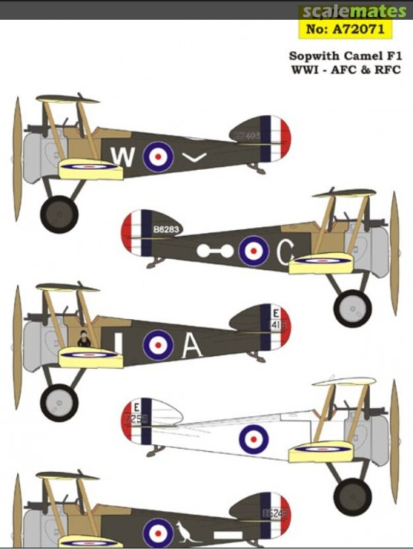 Boxart Sopwith F.1 Camel - AFC & RFC, WWI Decals A72071 Aussie Decals Boxart Sopwith F.1 Camel - AFC & RFC, WWI Decals A72071 Aussie Decals