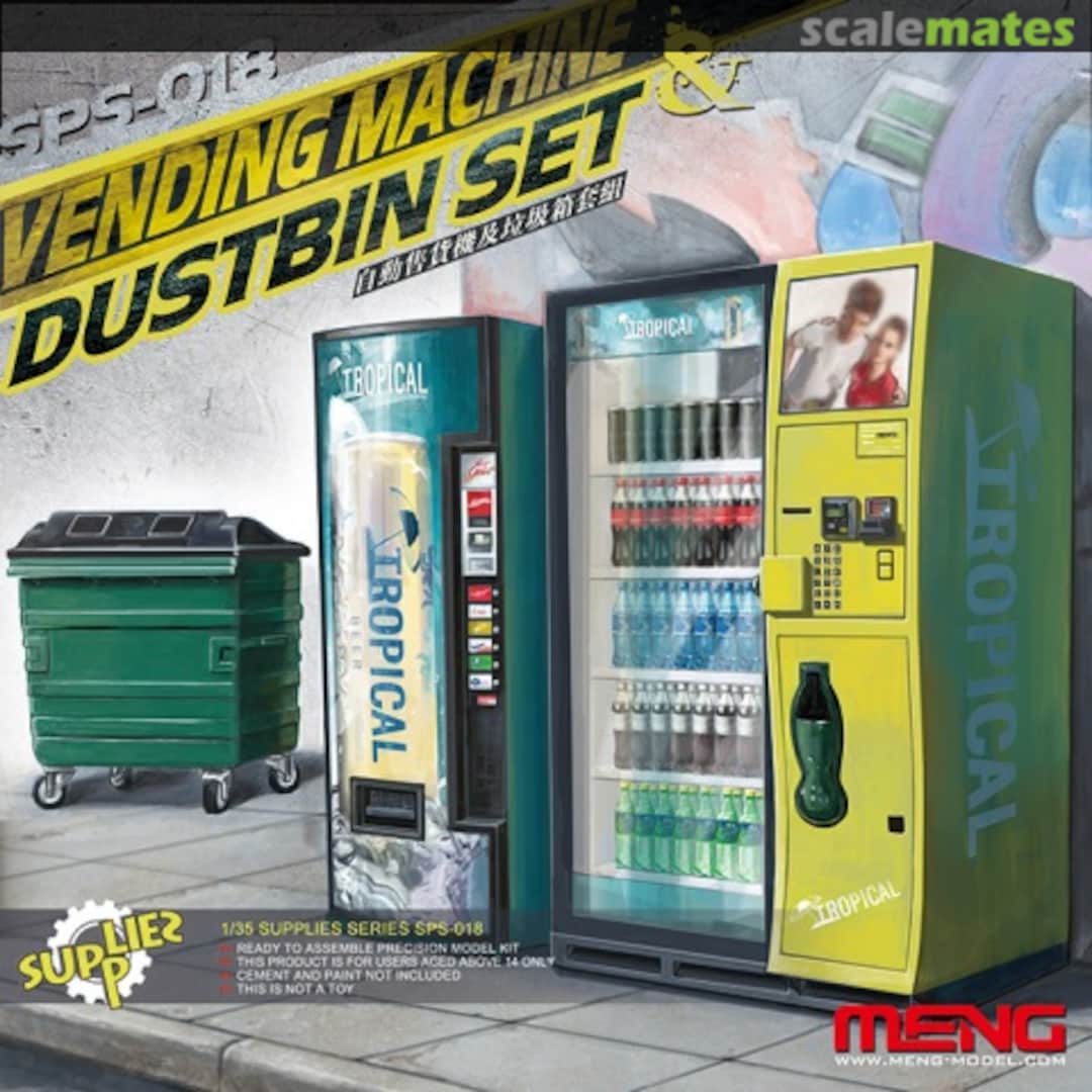 Boxart Vending Machine & Dustbin Set SPS-018 Meng Model Boxart Vending Machine & Dustbin Set SPS-018 Meng Model